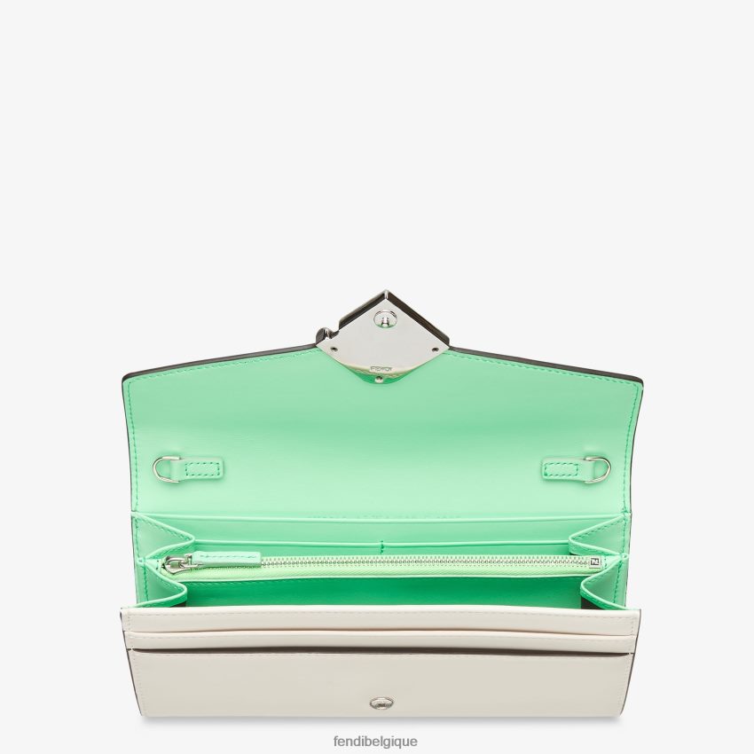 accessoires Fendi portefeuille bicolore et cuir blanc femmes 8X8J2J1463 Fendi Belgique