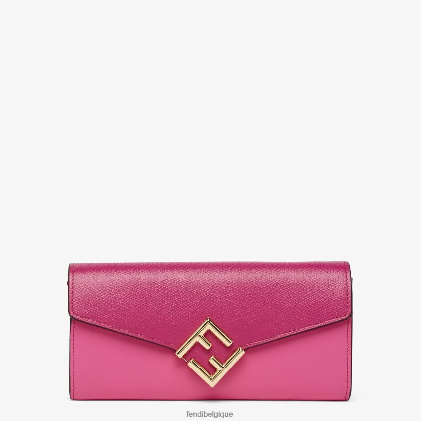 accessoires Fendi portefeuille bicolore fuchsia et cuir beige femmes 8X8J2J1516 Fendi Sac