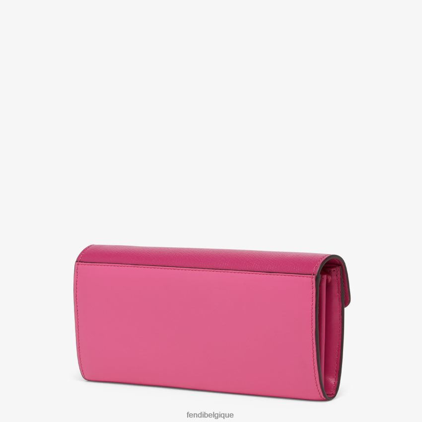 accessoires Fendi portefeuille bicolore fuchsia et cuir beige femmes 8X8J2J1516 Fendi Sac