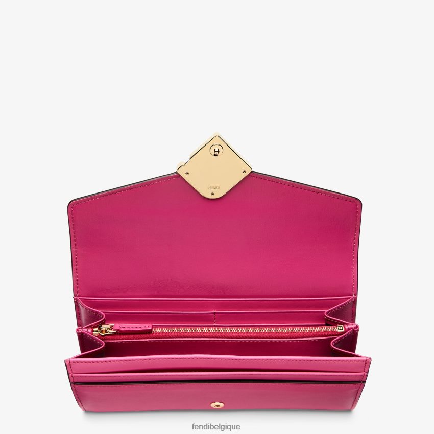 accessoires Fendi portefeuille bicolore fuchsia et cuir beige femmes 8X8J2J1516 Fendi Sac