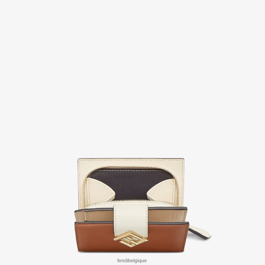 accessoires Fendi portefeuille compact en cuir bicolore et camélia multicolore femmes 8X8J2J1438 Fendi Sac
