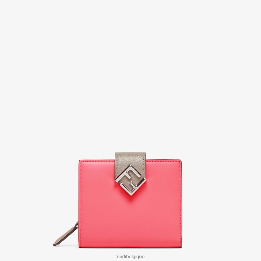 accessoires Fendi portefeuille compact en cuir bicolore et tourterelle rose femmes 8X8J2J1468 Fendi Sac
