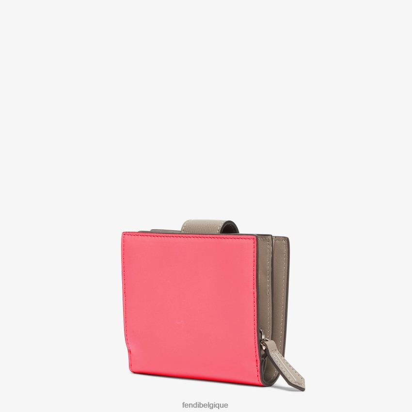 accessoires Fendi portefeuille compact en cuir bicolore et tourterelle rose femmes 8X8J2J1468 Fendi Sac