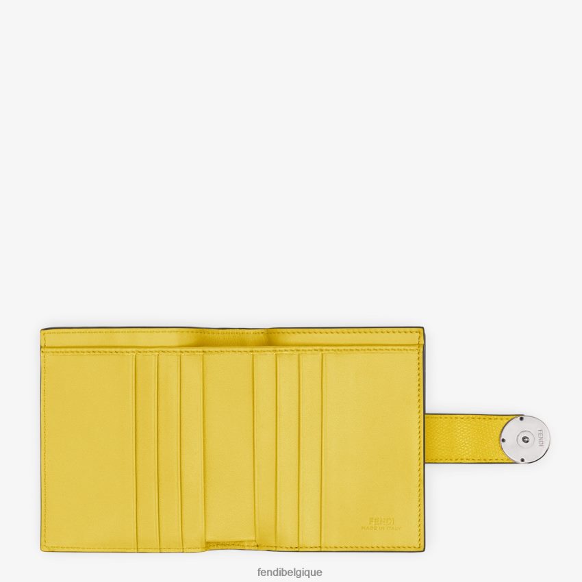 accessoires Fendi portefeuille compact en cuir brun femmes 8X8J2J1582 Fendi Sac