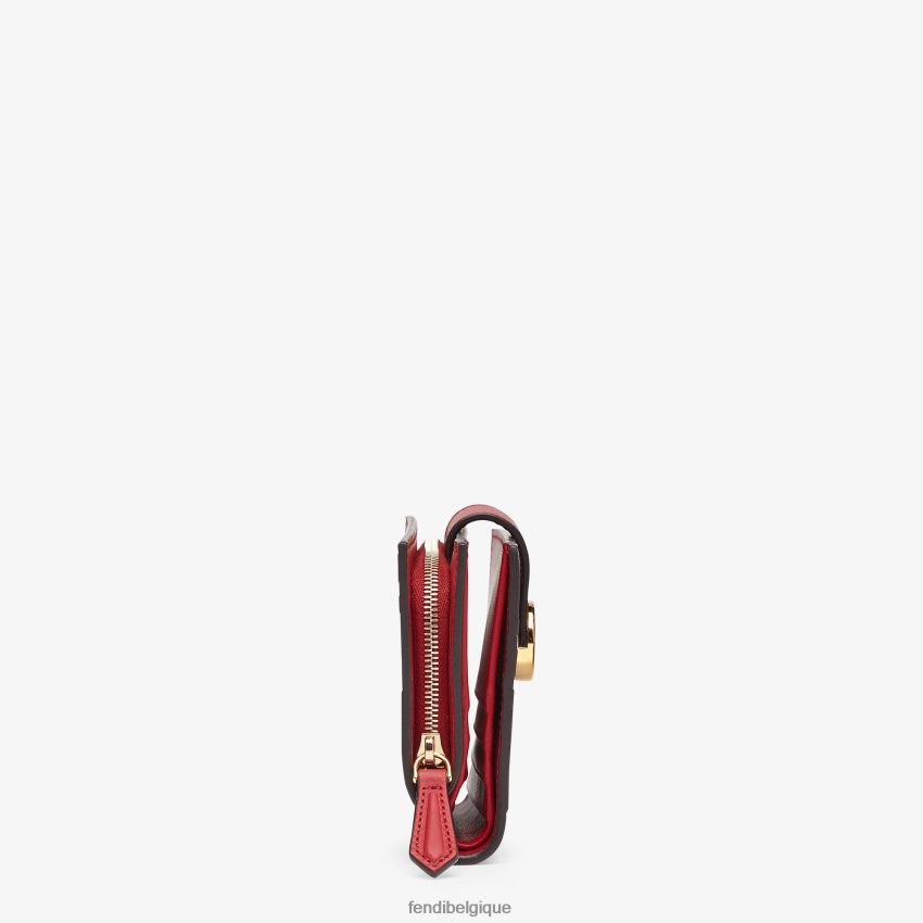 accessoires Fendi portefeuille compact en cuir brun femmes 8X8J2J1594 Fendi Sac