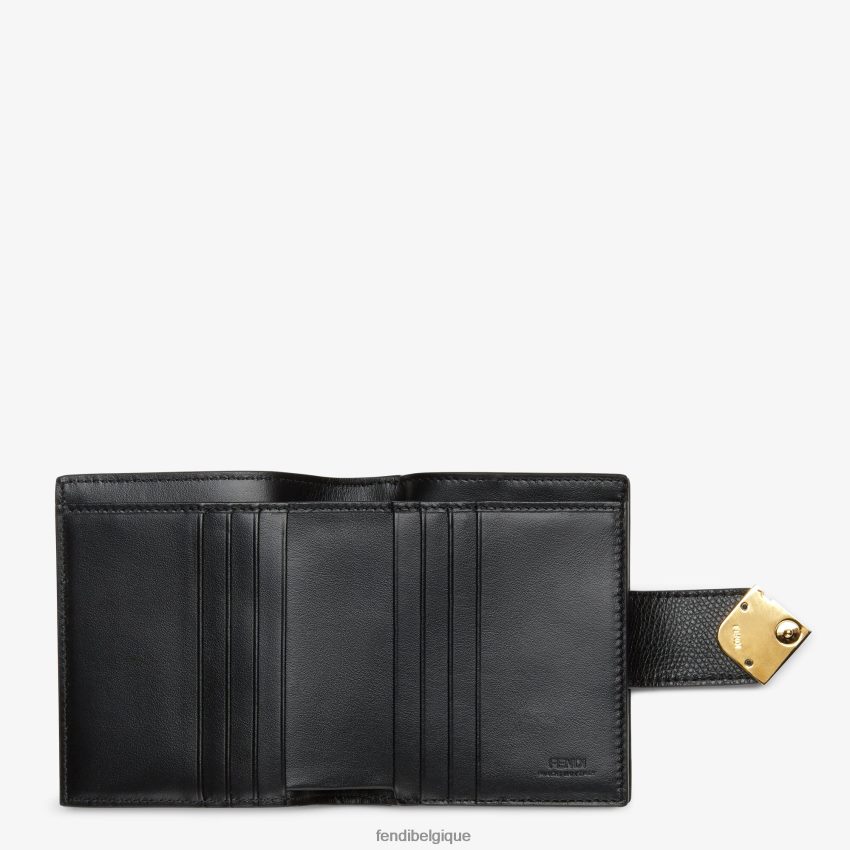 accessoires Fendi portefeuille compact en cuir noir femmes 8X8J2J1467 Fendi Lunette De Soleil