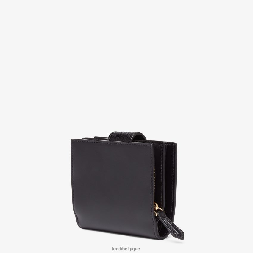 accessoires Fendi portefeuille compact en cuir noir femmes 8X8J2J1467 Fendi Lunette De Soleil