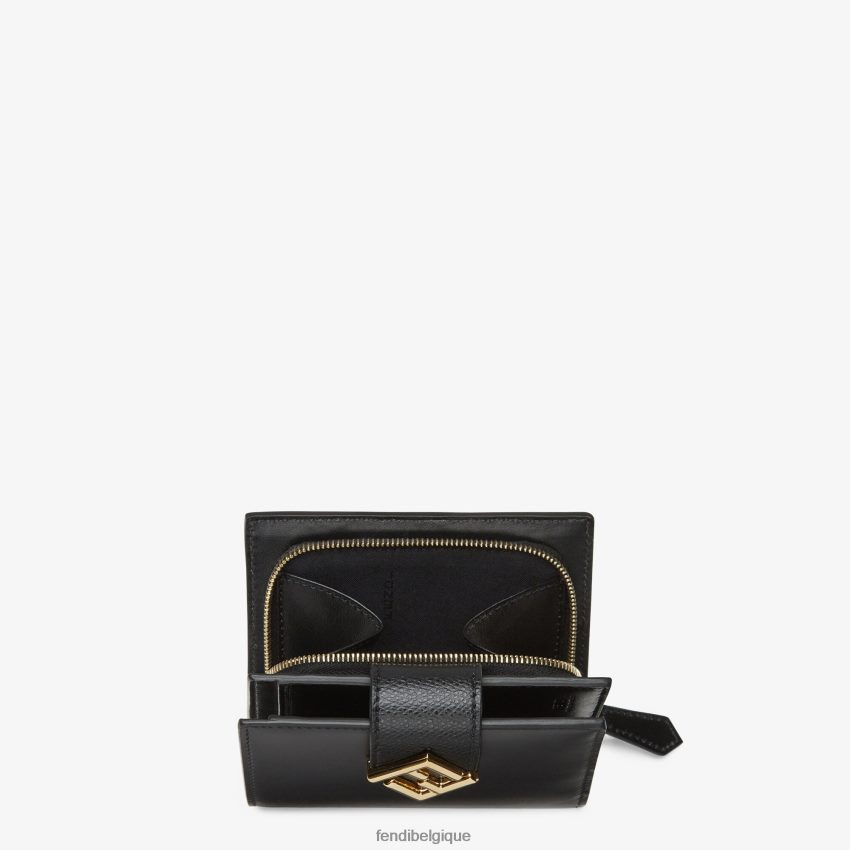 accessoires Fendi portefeuille compact en cuir noir femmes 8X8J2J1467 Fendi Lunette De Soleil