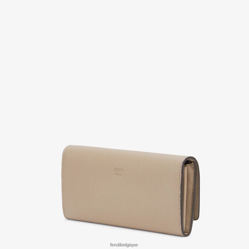 accessoires Fendi portefeuille continental en cuir Peekaboo beige femmes 8X8J2J1570 Fendi Sac