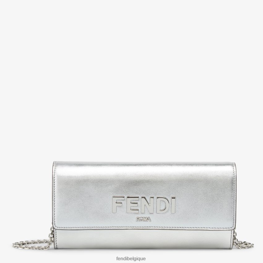 accessoires Fendi portefeuille continental en cuir avec chaîne argent femmes 8X8J2J1440 Fendi Lunette De Soleil