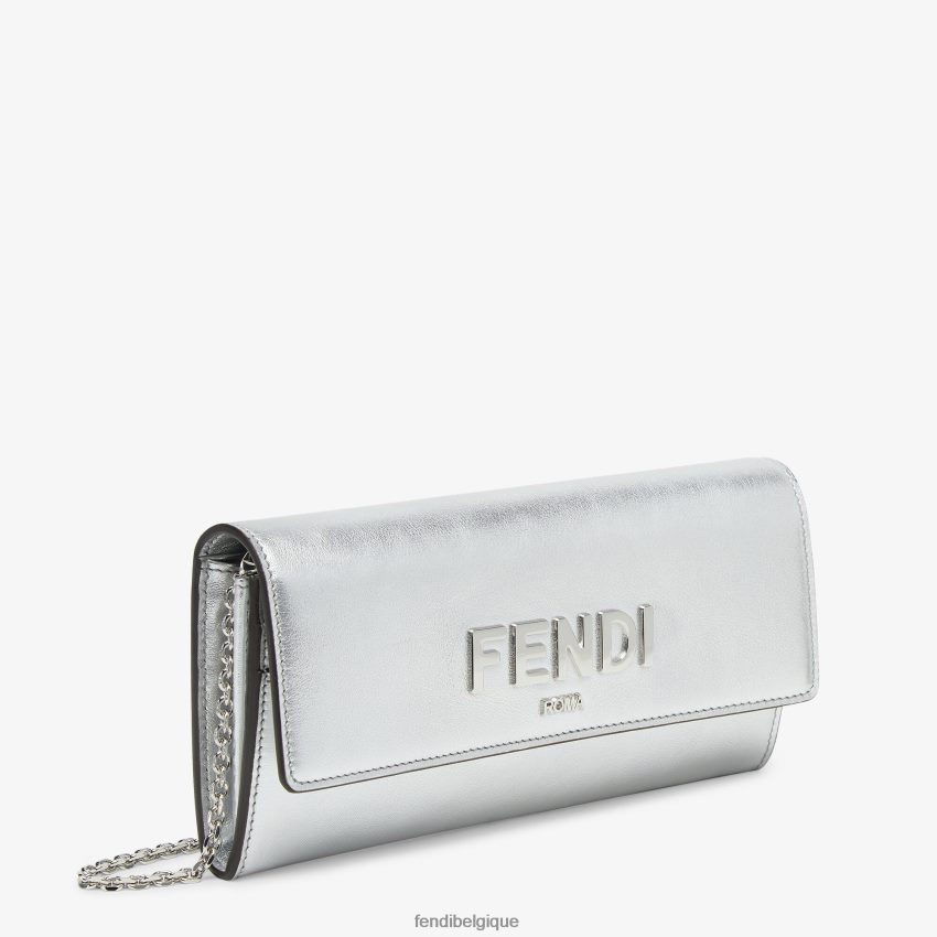 accessoires Fendi portefeuille continental en cuir avec chaîne argent femmes 8X8J2J1440 Fendi Lunette De Soleil