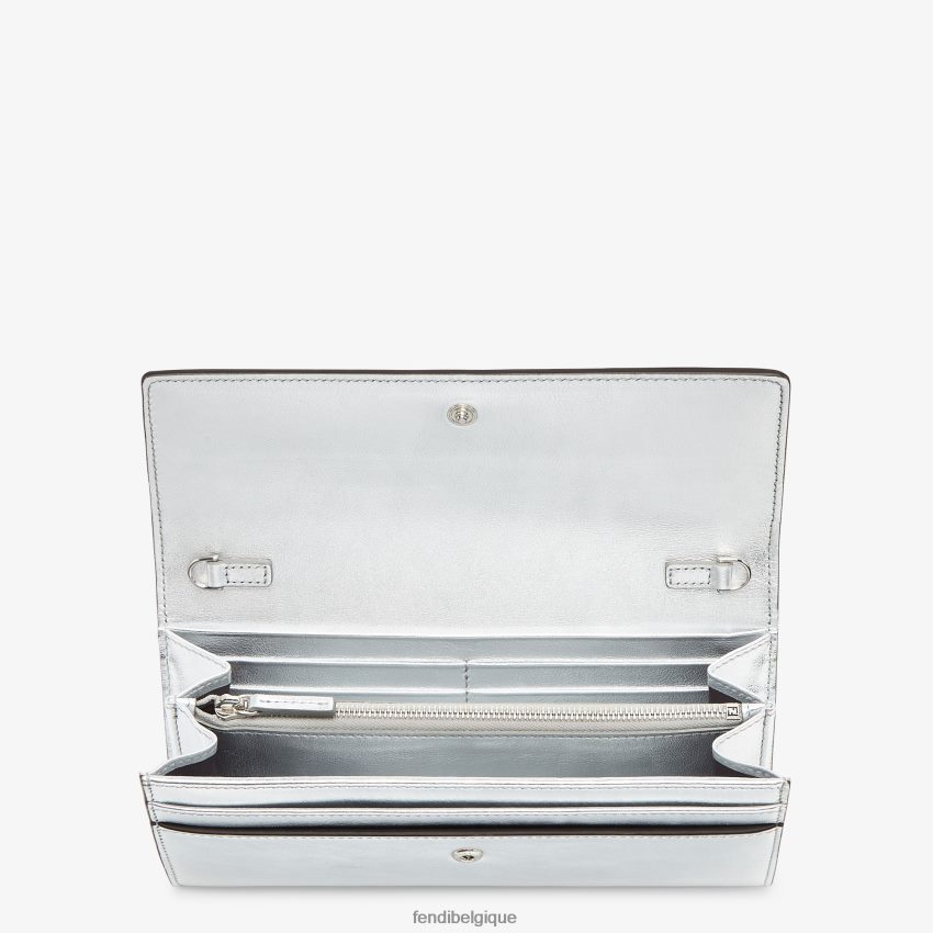 accessoires Fendi portefeuille continental en cuir avec chaîne argent femmes 8X8J2J1440 Fendi Lunette De Soleil
