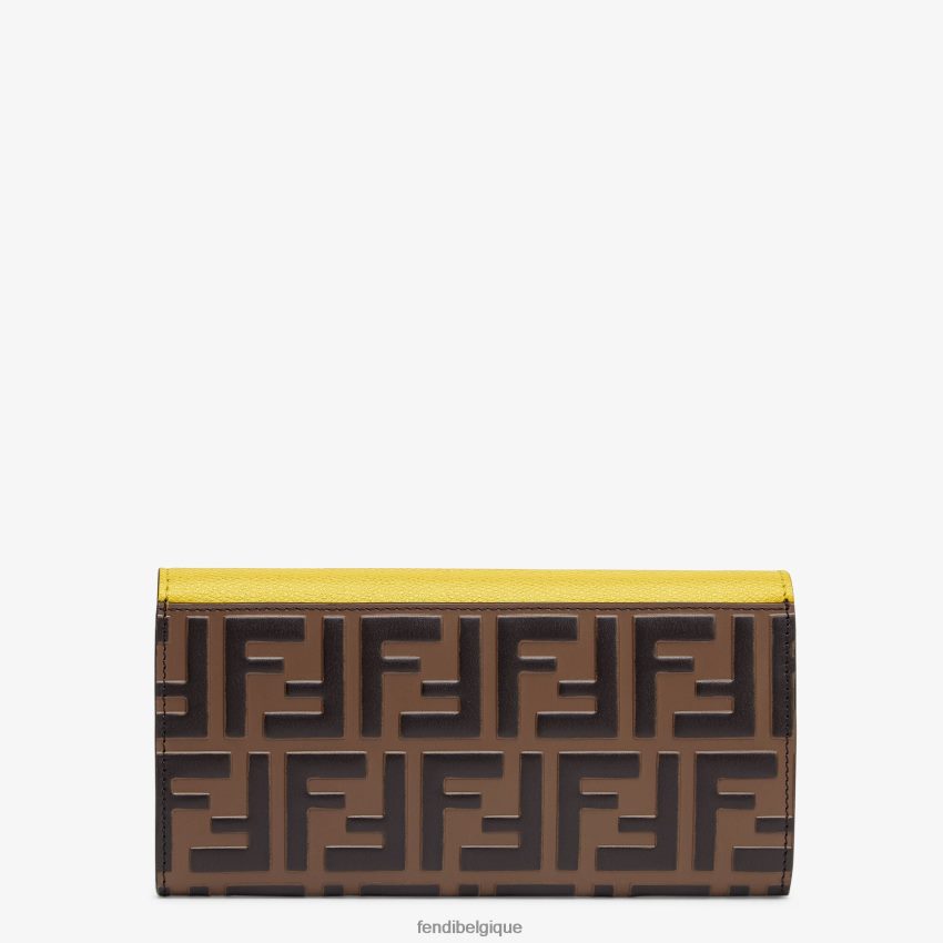 accessoires Fendi portefeuille continental en cuir avec chaîne jaune femmes 8X8J2J1578 Fendi Lunette De Soleil