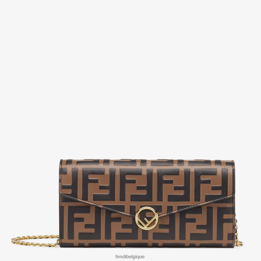 accessoires Fendi portefeuille continental en cuir avec chaîne noir femmes 8X8J2J1474 Fendi Sac