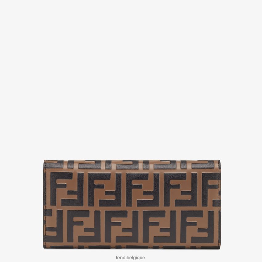 accessoires Fendi portefeuille continental en cuir avec chaîne noir femmes 8X8J2J1474 Fendi Sac