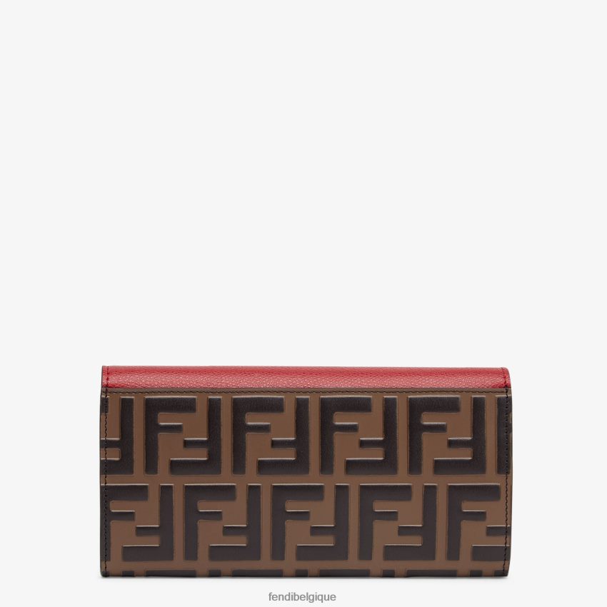 accessoires Fendi portefeuille continental en cuir avec chaîne rouge femmes 8X8J2J1597 Fendi Sac