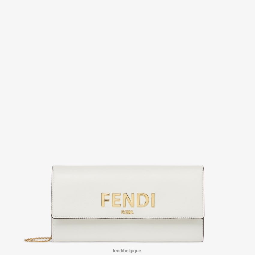 accessoires Fendi portefeuille en cuir Roma blanc femmes 8X8J2J1540 Fendi Sac