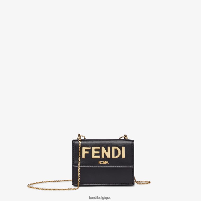 accessoires Fendi portefeuille en cuir Roma noir femmes 8X8J2J1444 Fendi Sac