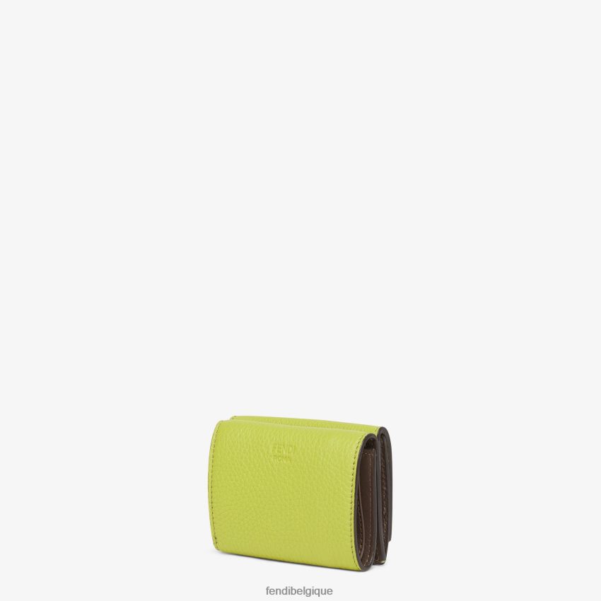accessoires Fendi portefeuille en cuir acide vert femmes 8X8J2J1522 Fendi Sac