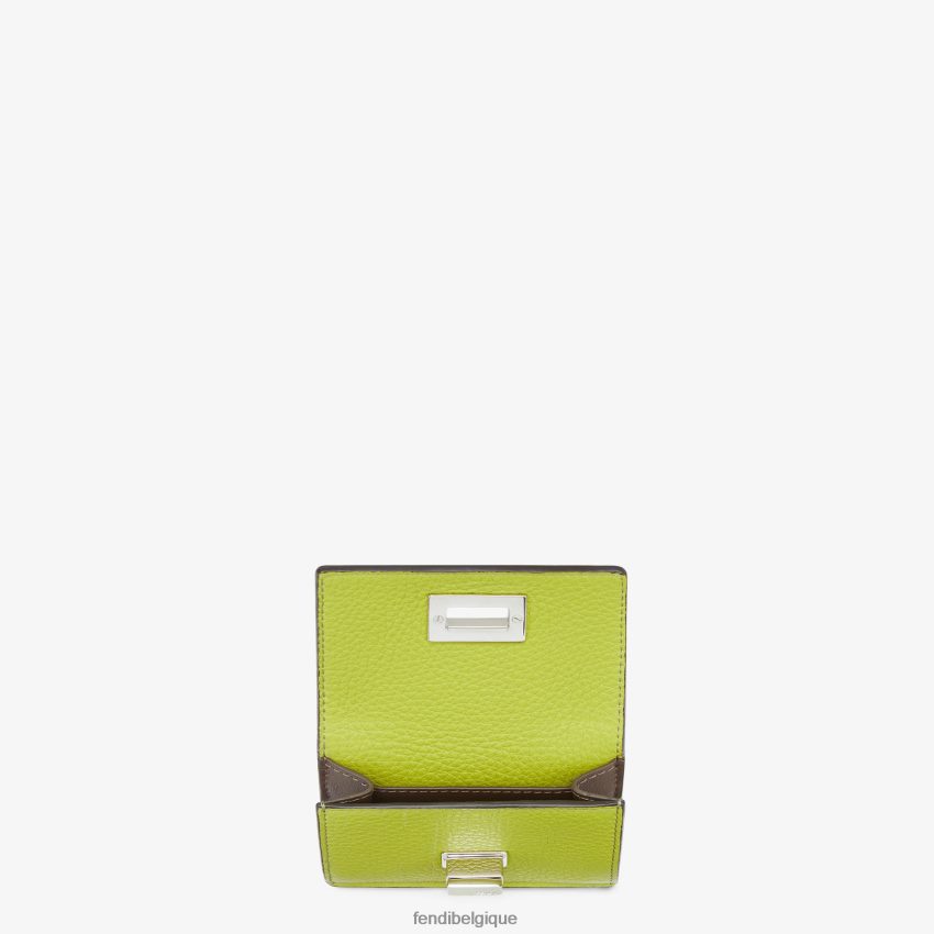 accessoires Fendi portefeuille en cuir acide vert femmes 8X8J2J1522 Fendi Sac