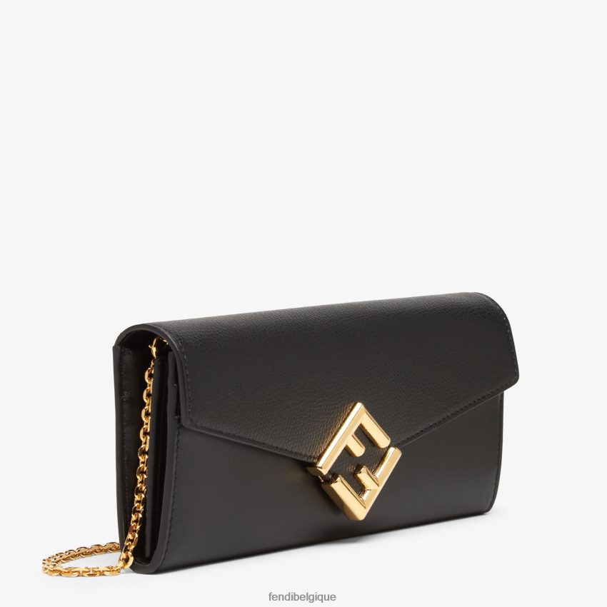 accessoires Fendi portefeuille en cuir avec chaîne ff Diamonds Continental noir femmes 8X8J2J1464 Fendi Lunette De Soleil