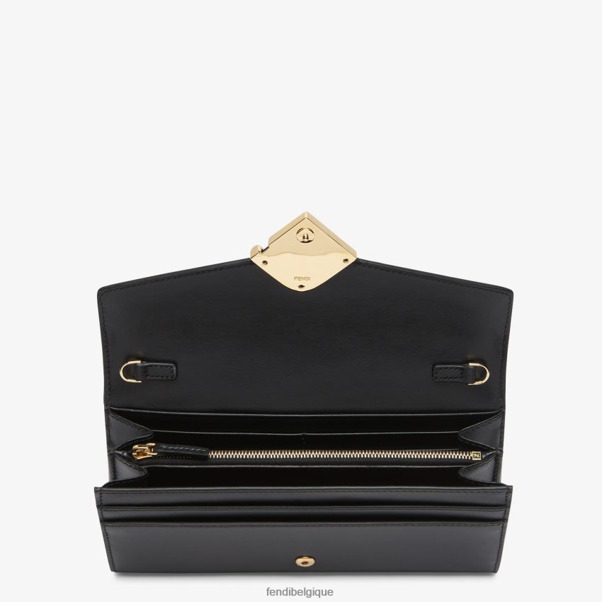 accessoires Fendi portefeuille en cuir avec chaîne ff Diamonds Continental noir femmes 8X8J2J1464 Fendi Lunette De Soleil
