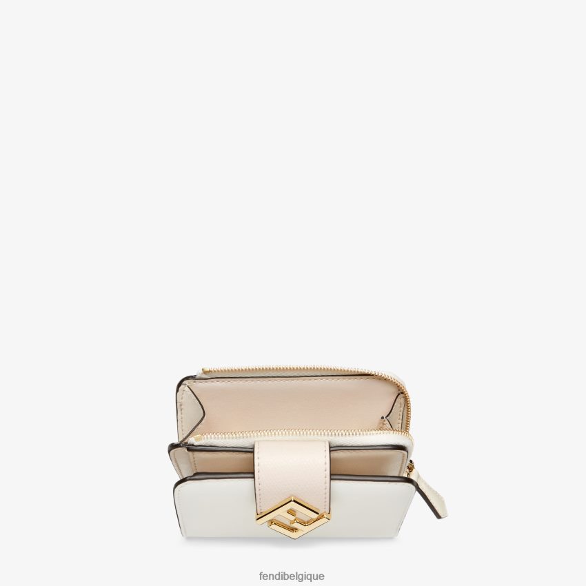 accessoires Fendi portefeuille en cuir bicolore et camélia rose femmes 8X8J2J1410 Fendi Lunette De Soleil