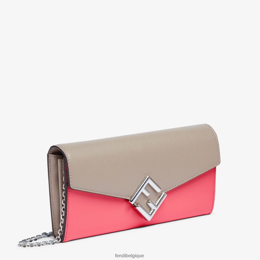 accessoires Fendi portefeuille en cuir bicolore et tourterelle rose femmes 8X8J2J1465 Fendi Sac