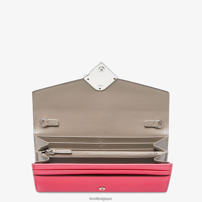 accessoires Fendi portefeuille en cuir bicolore et tourterelle rose femmes 8X8J2J1465 Fendi Sac