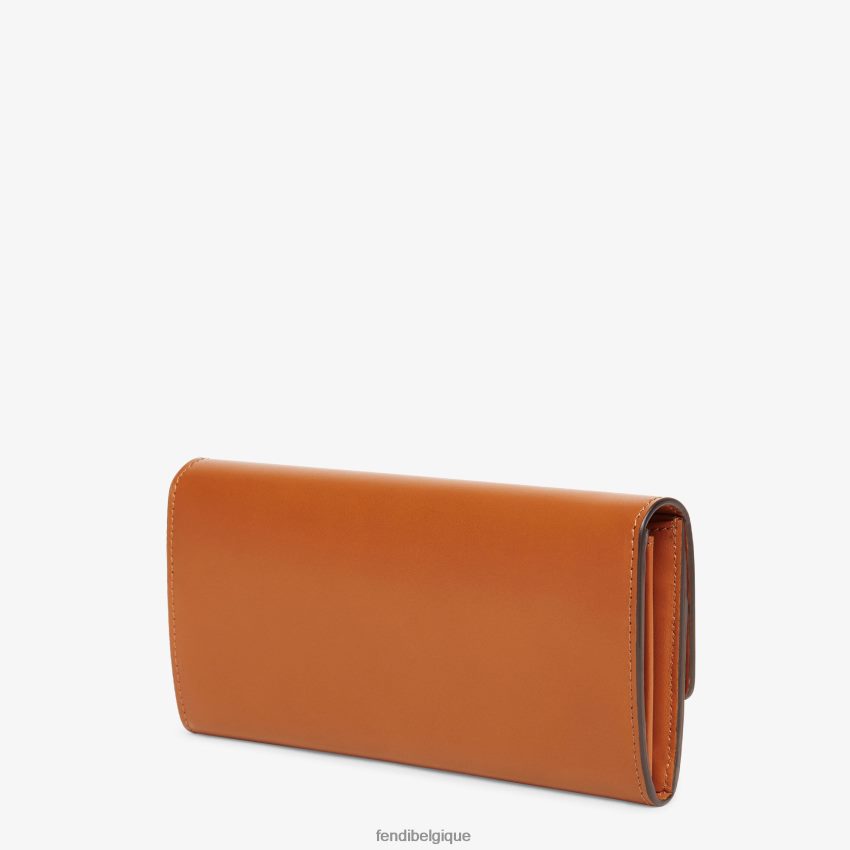accessoires Fendi portefeuille en cuir continental brun femmes 8X8J2J1489 Fendi Sac