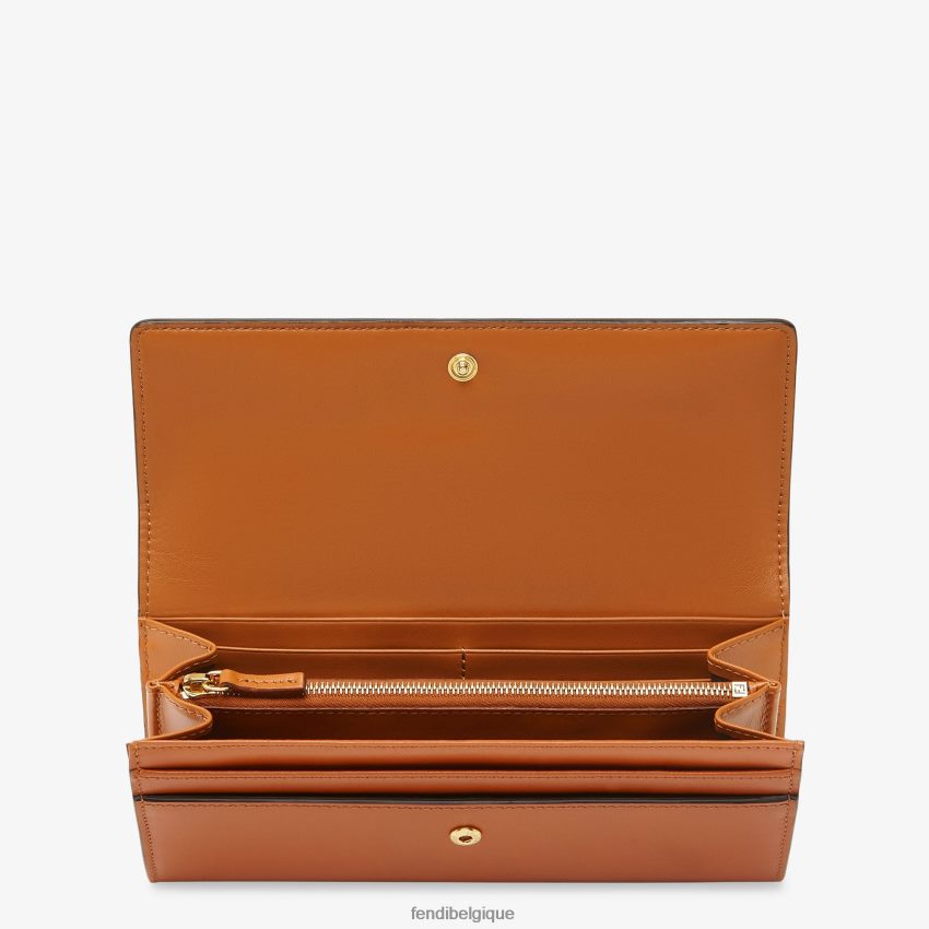 accessoires Fendi portefeuille en cuir continental brun femmes 8X8J2J1489 Fendi Sac