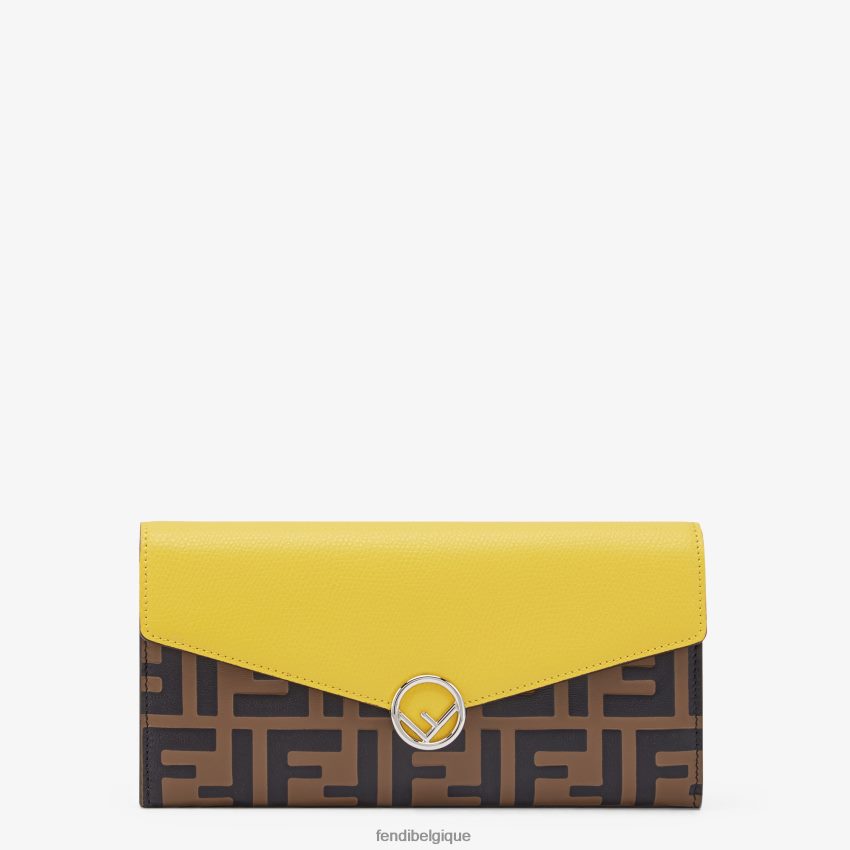 accessoires Fendi portefeuille en cuir continental brun femmes 8X8J2J1584 Fendi Lunette De Soleil