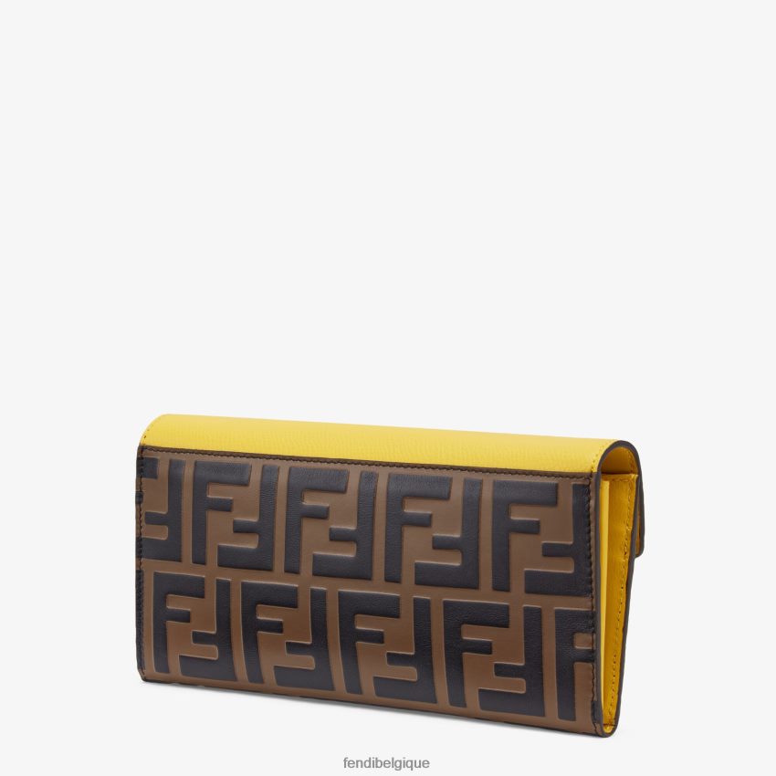 accessoires Fendi portefeuille en cuir continental brun femmes 8X8J2J1584 Fendi Lunette De Soleil