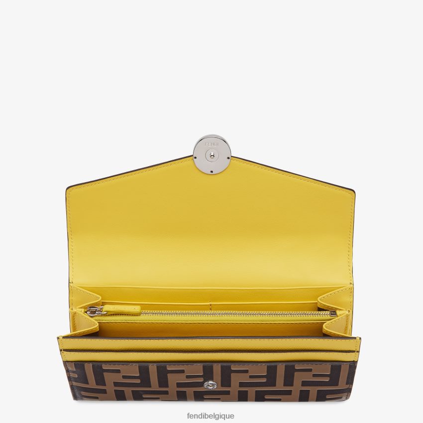 accessoires Fendi portefeuille en cuir continental brun femmes 8X8J2J1584 Fendi Lunette De Soleil