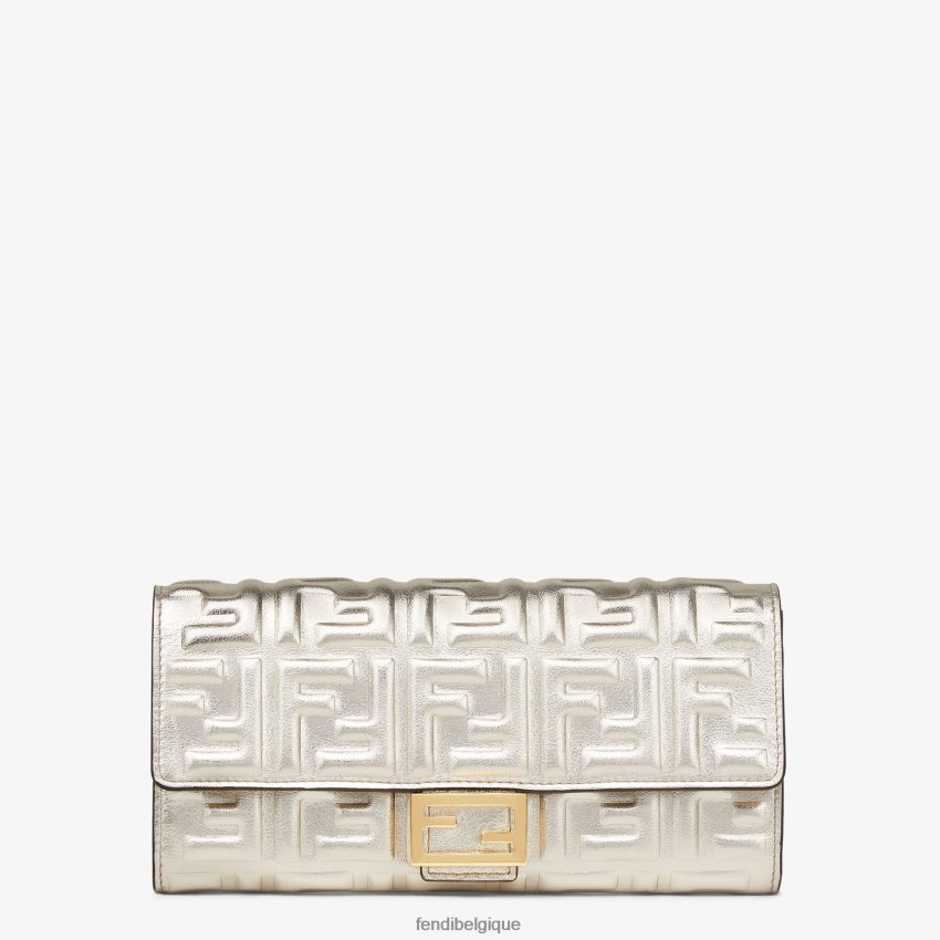 accessoires Fendi portefeuille en cuir continental gris femmes 8X8J2J1553 Fendi Belgique