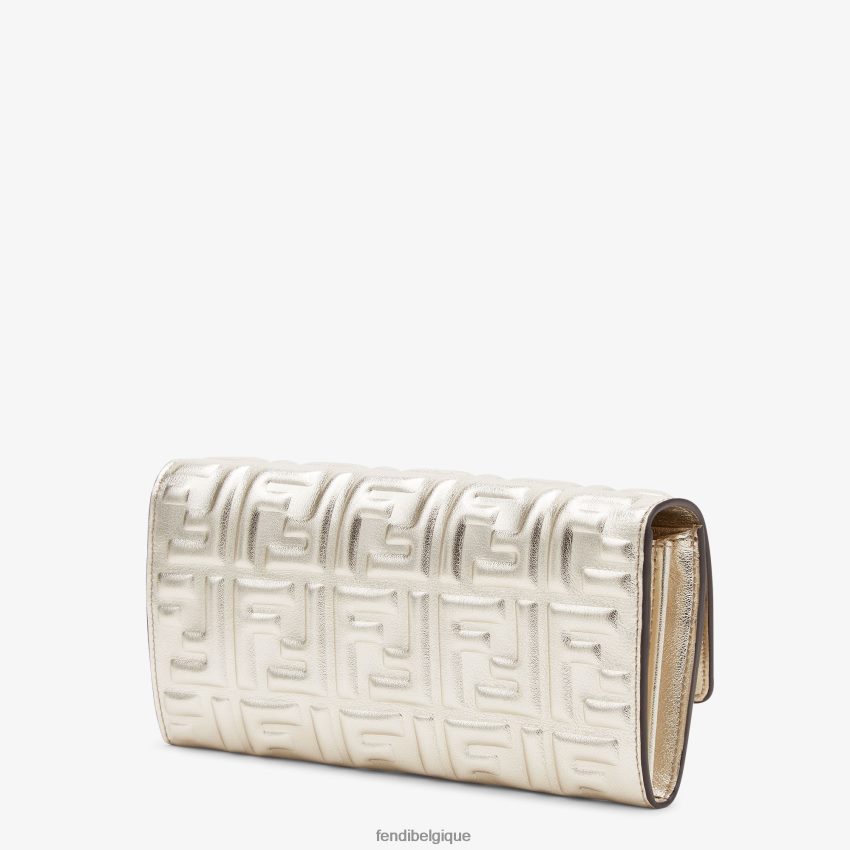 accessoires Fendi portefeuille en cuir continental gris femmes 8X8J2J1553 Fendi Belgique