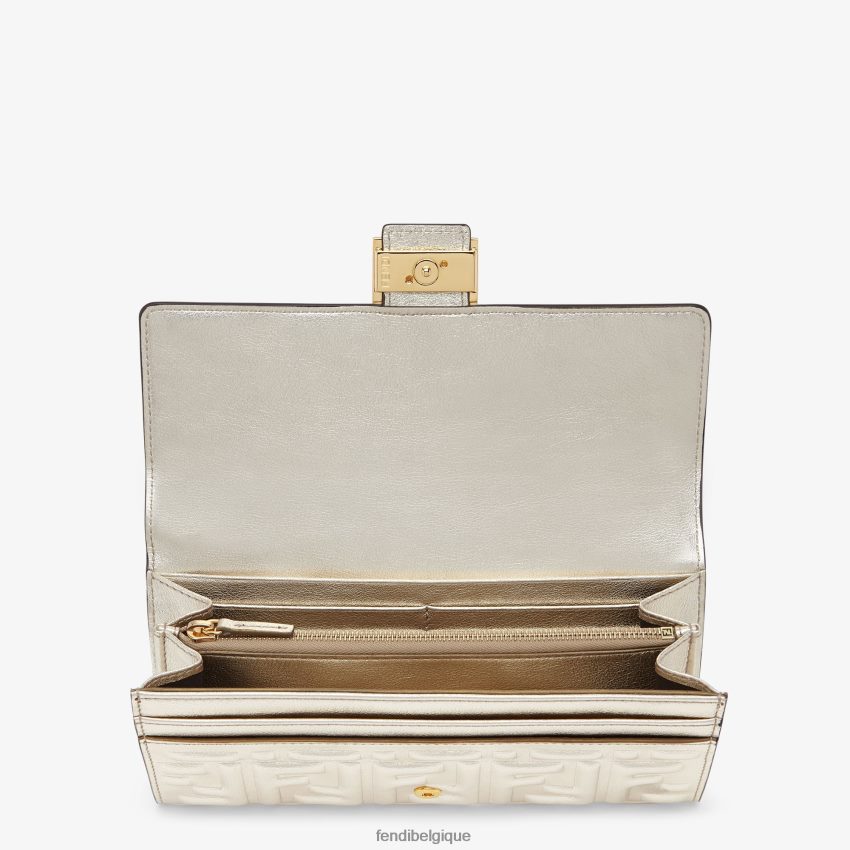accessoires Fendi portefeuille en cuir continental gris femmes 8X8J2J1553 Fendi Belgique