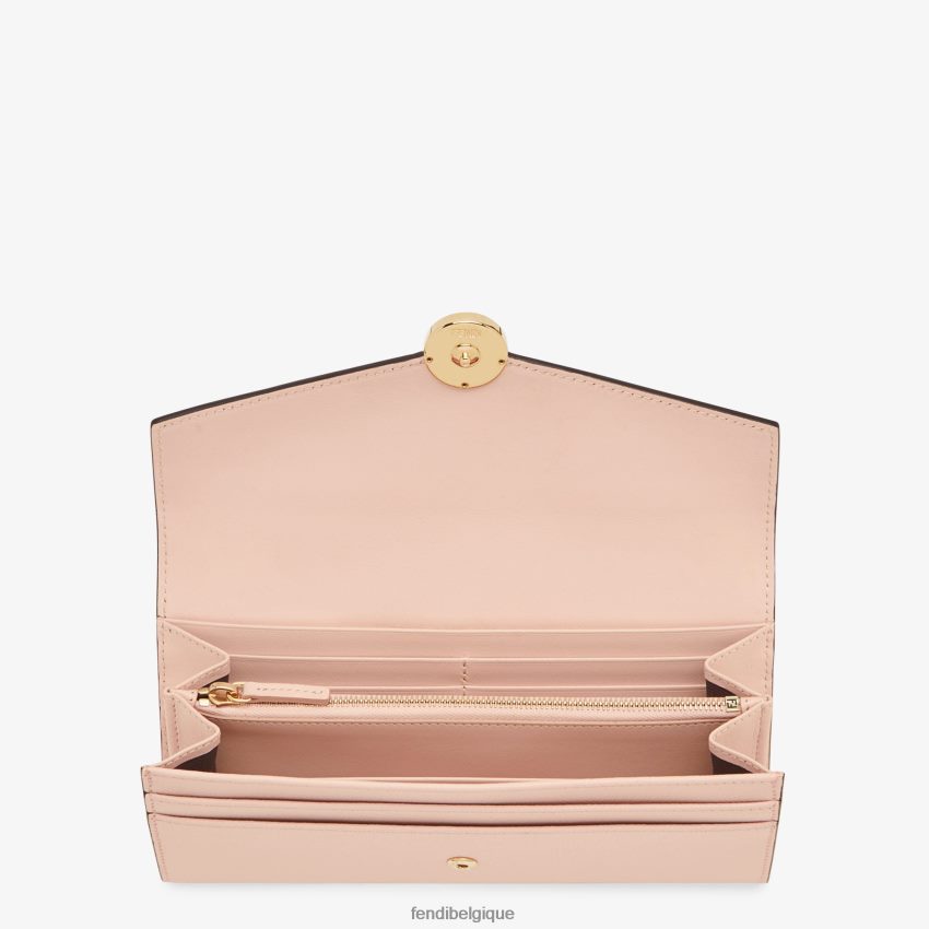 accessoires Fendi portefeuille en cuir continental rose femmes 8X8J2J1588 Fendi Sac