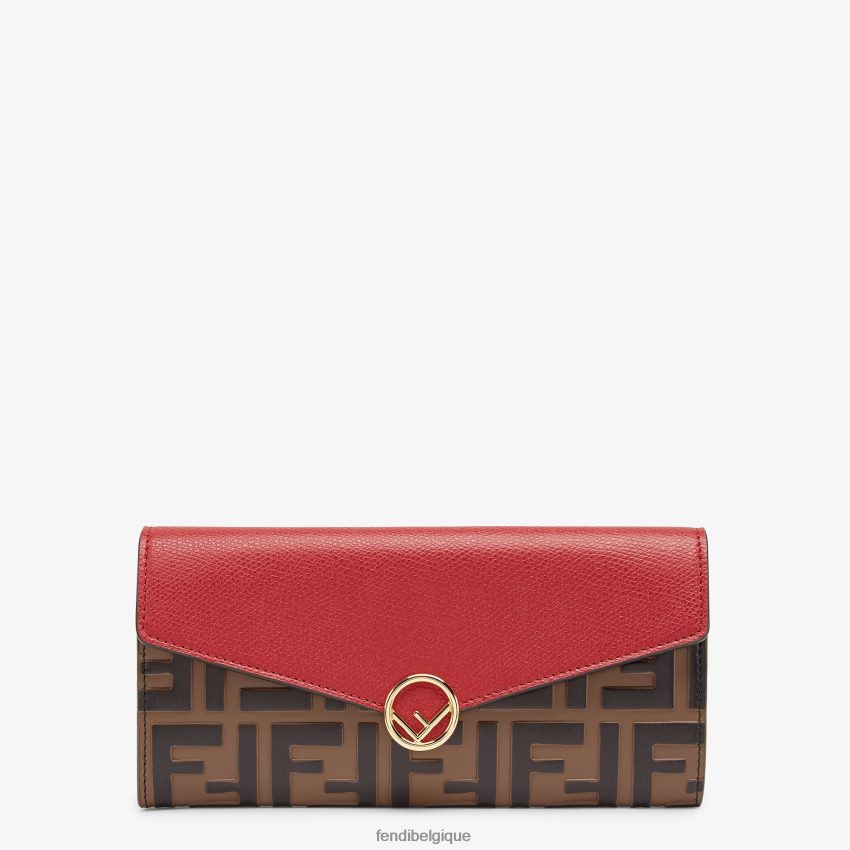 accessoires Fendi portefeuille en cuir continental rouge femmes 8X8J2J1599 Fendi Lunette De Soleil