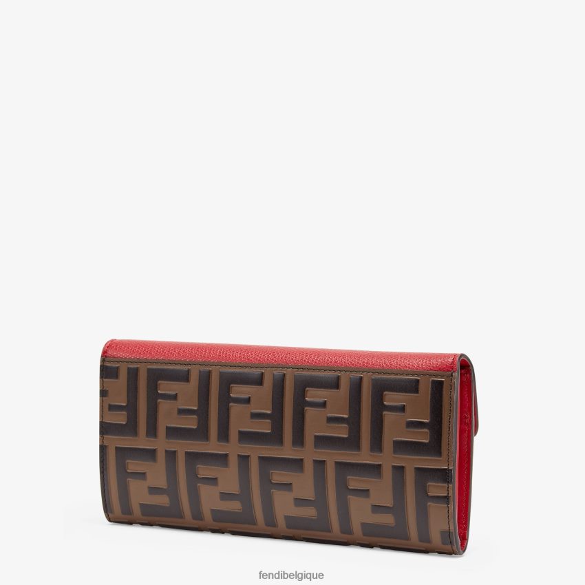 accessoires Fendi portefeuille en cuir continental rouge femmes 8X8J2J1599 Fendi Lunette De Soleil