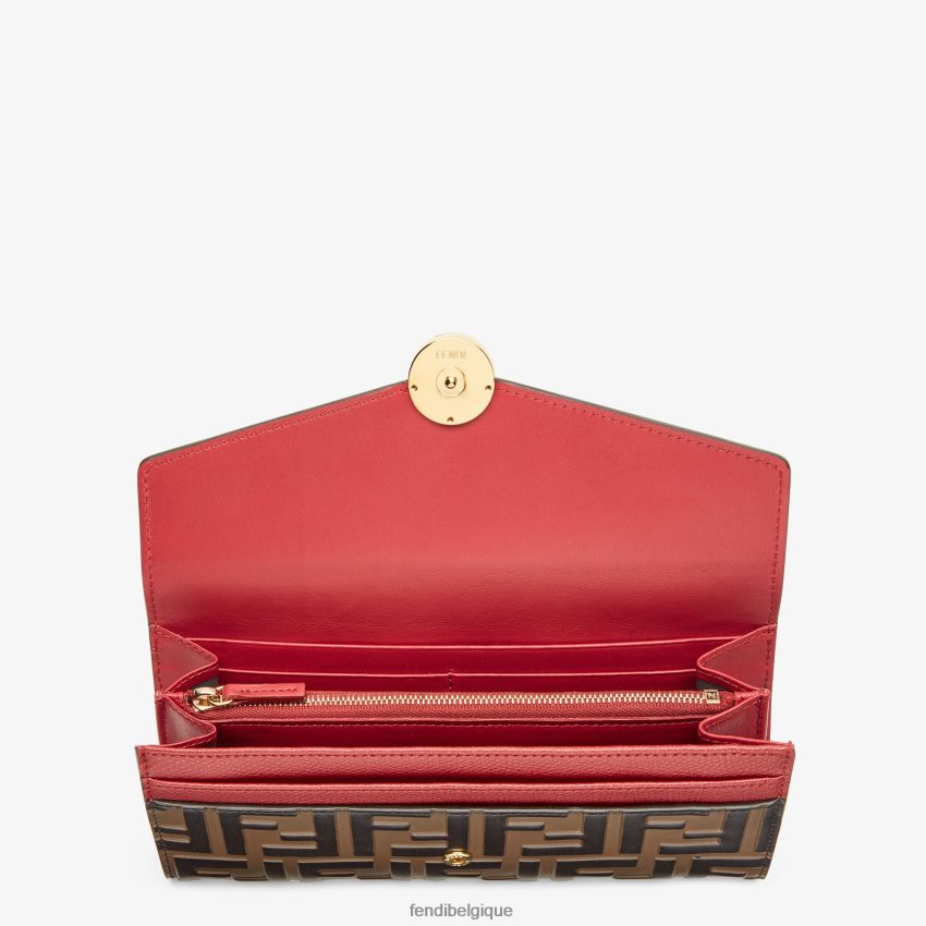accessoires Fendi portefeuille en cuir continental rouge femmes 8X8J2J1599 Fendi Lunette De Soleil