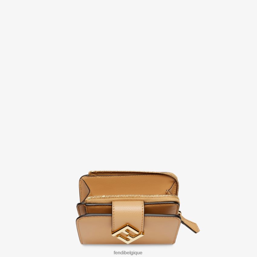 accessoires Fendi portefeuille en cuir ff diamants brun femmes 8X8J2J1507 Fendi Sac
