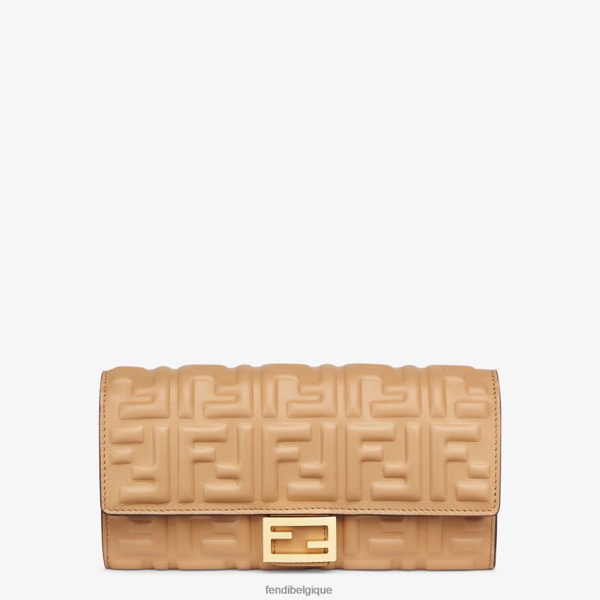 accessoires Fendi portefeuille en cuir nappa continental baguette beige femmes 8X8J2J1562 Fendi Belgique
