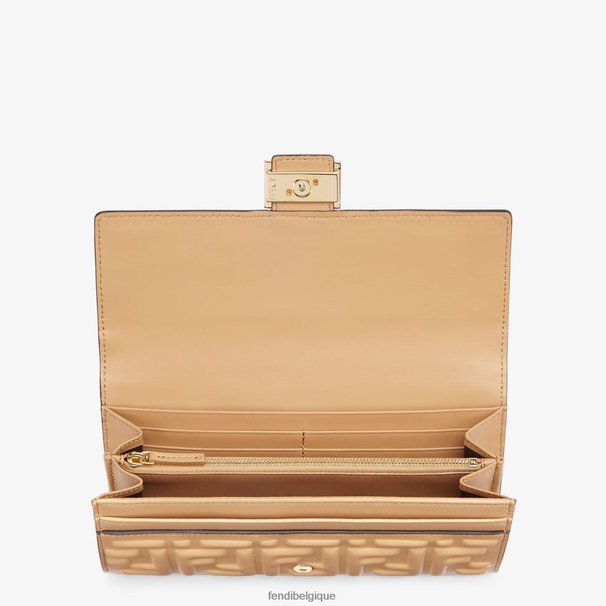 accessoires Fendi portefeuille en cuir nappa continental baguette beige femmes 8X8J2J1562 Fendi Belgique
