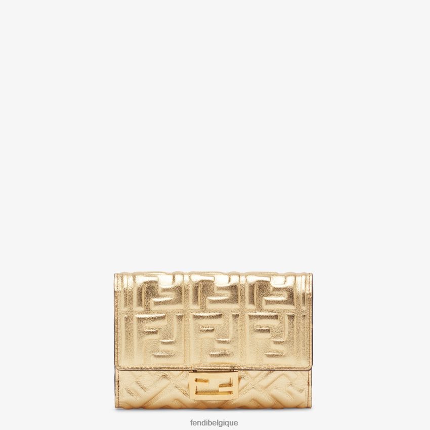 accessoires Fendi portefeuille en cuir or femmes 8X8J2J1574 Fendi Belgique