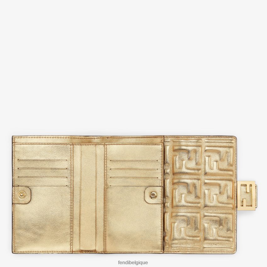 accessoires Fendi portefeuille en cuir or femmes 8X8J2J1574 Fendi Belgique