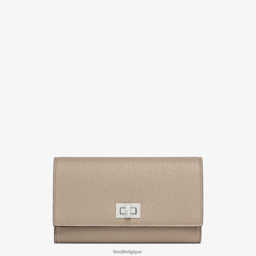 accessoires Fendi portefeuille en cuir à trois volets beige femmes 8X8J2J1565 Fendi Belgique