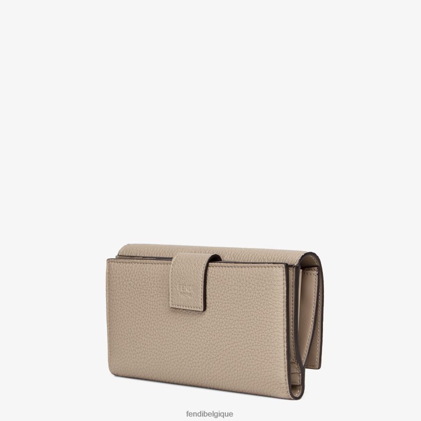 accessoires Fendi portefeuille en cuir à trois volets beige femmes 8X8J2J1565 Fendi Belgique