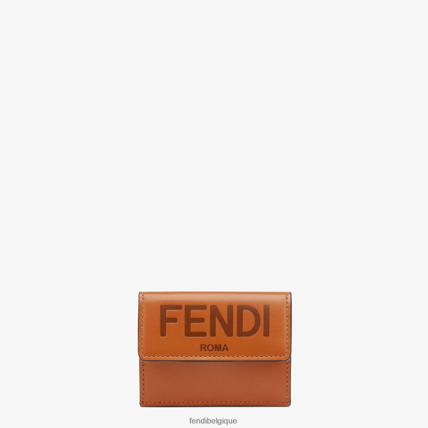 accessoires Fendi portefeuille en cuir à trois volets brun femmes 8X8J2J1557 Fendi Lunette De Soleil