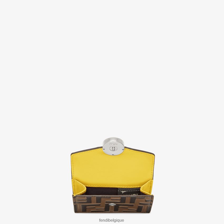 accessoires Fendi portefeuille en cuir à trois volets brun femmes 8X8J2J1581 Fendi Lunette De Soleil